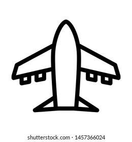 Airplane Icon Template Logo Design Emblem Isolated Illustration , Business Concept Fly Travel Tourism , Outline Solid Background White
