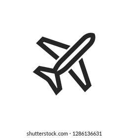 Airplane icon in thick outline style. Air transportation black and white monochrome vector illustration.