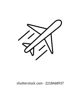 Airplane icon in thick outline style. Air transportation black and white monochrome vector illustration. eps 10