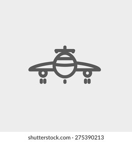 Airplane icon thin line for web and mobile, modern minimalistic flat design. Vector dark grey icon on light grey background.