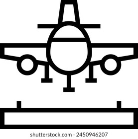 Flugzeug-Symbol. Dünnes lineares Design isoliert auf weißem Hintergrund