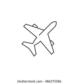 Airplane icon in thin outline style. Aviation transportation take-off travel passenger