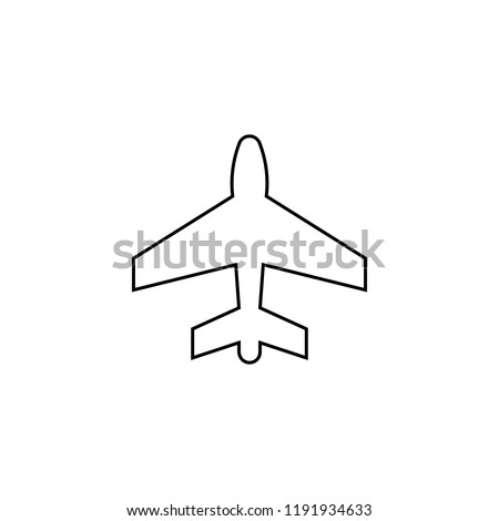 Airplane icon in thin outline style. Aviation transportation take-off travel passenger. Vector Icon Isolated on White Background. Trendy flat ui sign design, graphic pictogram.