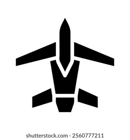 Airplane icon, top view. Concept of travel, transportation, and aviation.