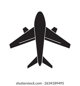 Airplane Icon Top View Silhouette Illustration for Travel, Aviation, and Transportation Designs	
