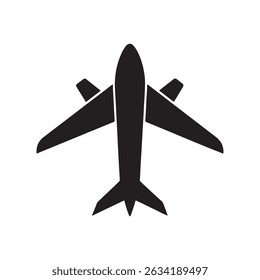 Airplane Icon Top View Silhouette Illustration for Travel, Aviation, and Transportation Designs	
