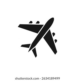 Airplane Icon Top View Silhouette Illustration for Travel, Aviation, and Transportation Designs	
