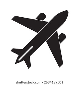 Airplane Icon Top View Silhouette Illustration for Travel, Aviation, and Transportation Designs	
