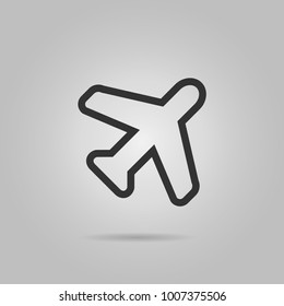 Airplane Icon in trendy flat style isolated on grey background. Plane symbol for your web site design, logo, app, UI. Vector illustration, EPS10.