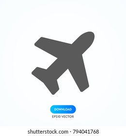 Airplane Icon in trendy flat style isolated on grey background. Plane symbol for your web site design, logo, app, UI. Vector illustration, EPS10.