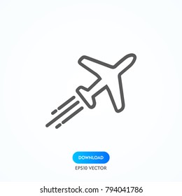 Airplane Icon in trendy flat style isolated on grey background. Plane symbol for your web site design, logo, app, UI. Vector illustration, EPS10.