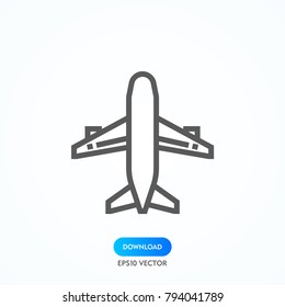 Airplane Icon in trendy flat style isolated on grey background. Plane symbol for your web site design, logo, app, UI. Vector illustration, EPS10.