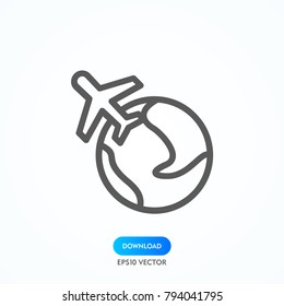 Airplane Icon in trendy flat style isolated on grey background. Plane symbol for your web site design, logo, app, UI. Vector illustration, EPS10.