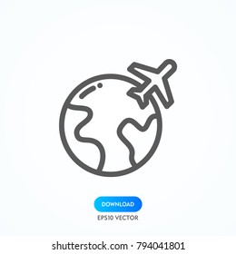 Airplane Icon in trendy flat style isolated on grey background. Plane symbol for your web site design, logo, app, UI. Vector illustration, EPS10.