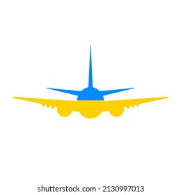 Airplane Icon. Ukrainian Plane. Vector Isolated Illustration Isolated On White.