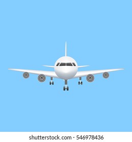 Airplane icon vector aviation illustration. passenger airplane isolated on blue background.