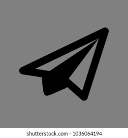 Airplane icon. Vector. Black icon on medium gray background. Isolated.