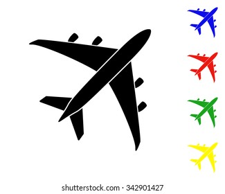 airplane icon - vector colored set
