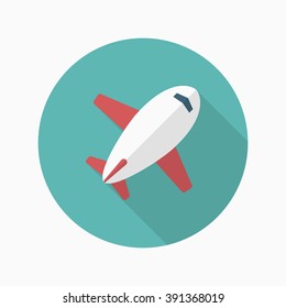 Airplane icon, Vector flat long shadow design. Shipping and logisticst concept.