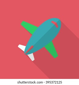 Airplane icon, Vector flat long shadow design. Shipping and logisticst concept.