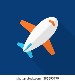 Airplane icon, Vector flat long shadow design. Shipping and logisticst concept.