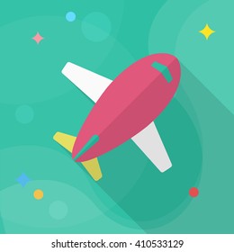 Airplane icon, Vector flat long shadow design. Shipping and logisticst concept.