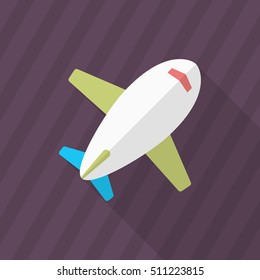 Airplane icon, Vector flat long shadow design. Shipping and logisticst concept.