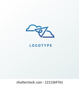 Airplane icon. Vector flat style illustration air ticket booking logo template. Logo concept of navigator, loukost, airport, booking tickets, Rent, travel application, loukost, tourism, trip.