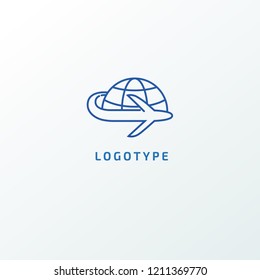 Airplane icon. Vector flat style illustration air ticket booking logo template. Logo concept of navigator, loukost, airport, booking tickets, Rent, travel application, loukost, tourism, trip.