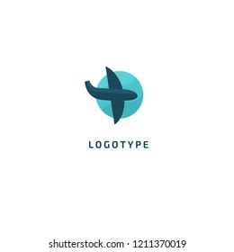 Airplane icon. Vector flat style illustration air ticket booking logo template. Logo concept of navigator, loukost, airport, booking tickets, Rent, travel application, loukost, tourism, trip.