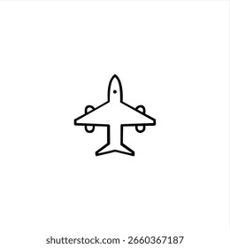 Icono de avión Ilustración vectorial en blanco y negro