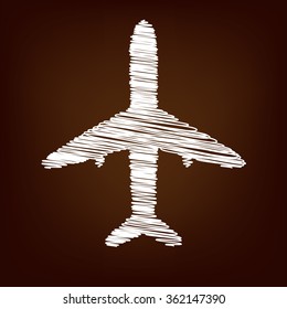 Airplane icon. Vector illustration with chalk effect