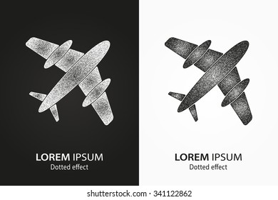 Airplane  icon. Vector Illustration. Design  logo element. Isolated on black and white background..