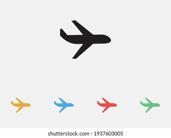 Airplane icon, Airplane vector illustration icon. Flight icon. Aircraft or Airplane icon. Set of colorful flat design icons