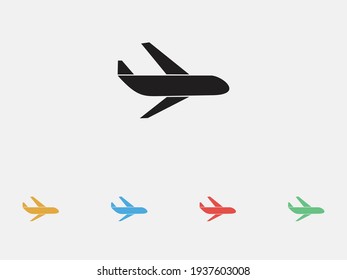 Airplane icon, Airplane vector illustration icon. Flight icon. Aircraft or Airplane icon. Set of colorful flat design icons