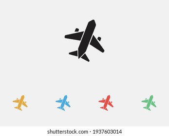Airplane icon, Airplane vector illustration icon. Flight icon. Aircraft or Airplane icon. Set of colorful flat design icons