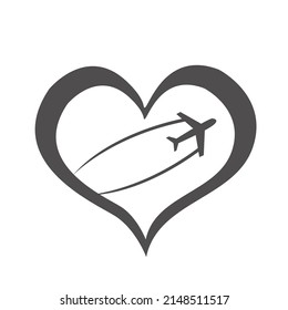 airplane Icon Vector illustration with heart