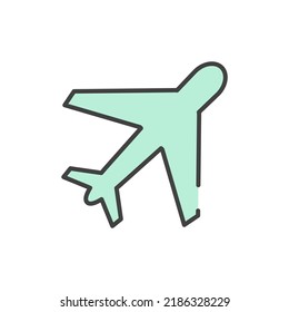 Vektorgrafik-Logo-Vorlage für das Flugzeug für viele Zwecke. Einzeln auf weißem Hintergrund. Vollfarbenkartoon