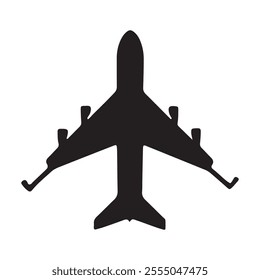 Airplane icon vector illustration. Plane icon silhouette vector for web and mobile app. Flight transport black symbol. Airplane clipart isolated sign.