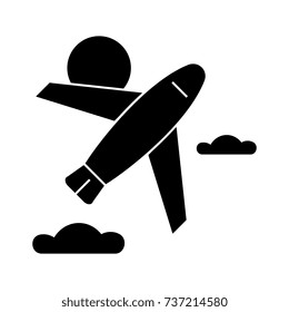 airplane  icon, vector illustration, sign on isolated background
