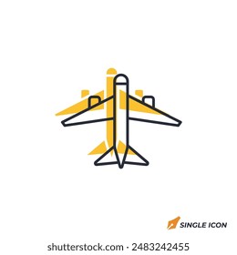 Icono de avión Ilustración vectorial. Símbolo de avión aislado sobre fondo blanco.