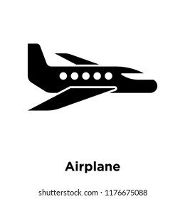 Airplane icon vector isolated on white background, logo concept of Airplane sign on transparent background, filled black symbol
