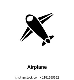 Airplane icon vector isolated on white background, logo concept of Airplane sign on transparent background, filled black symbol