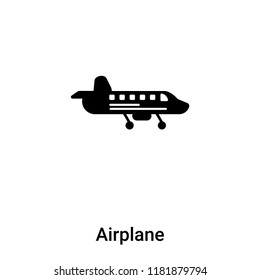 Airplane icon vector isolated on white background, logo concept of Airplane sign on transparent background, filled black symbol