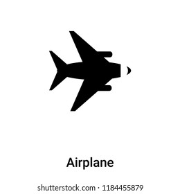 Airplane icon vector isolated on white background, logo concept of Airplane sign on transparent background, filled black symbol