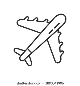 Airplane icon vector icon.  Jet sign in outline style. Travel jetliner symbol for app, web.