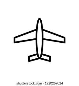 Airplane Icon Vector in Line Art Style & White Background. EPS 10.