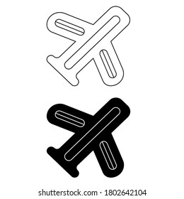 Airplane icon vector logo, black and white version