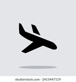 Flugzeugsymbol, Vektorgrafik. Logo-Design des Flugzeugs. Flugzeug, Vektorgrafik einzeln auf grauem Hintergrund