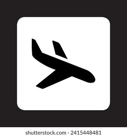 Airplane icon vector. Airplane logo design. Airplane vector icon illustration in square isolated on black background